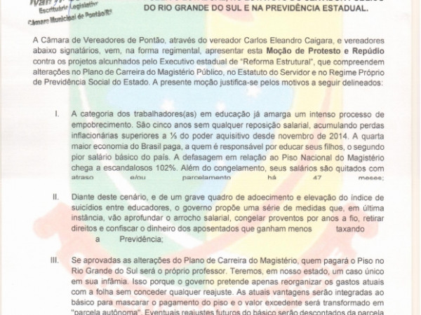 Moção de Repúdio. 