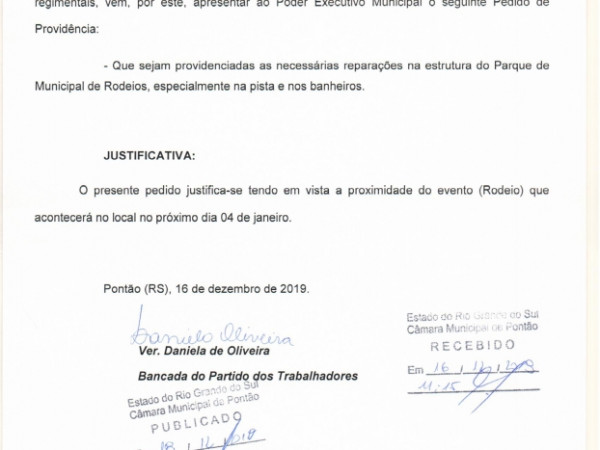 Pedido de Providência 014/2019